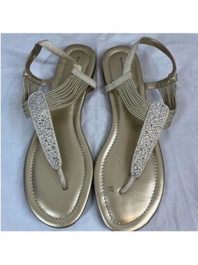 Bandolino Kayte embellished T strap flat sandal  Gold